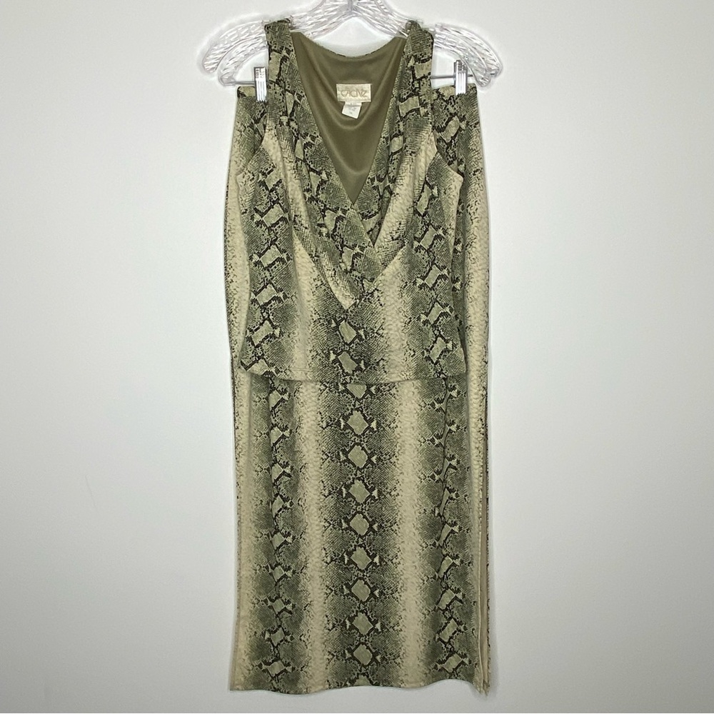 Cache Y2K Green Python Maxi Skirt Set